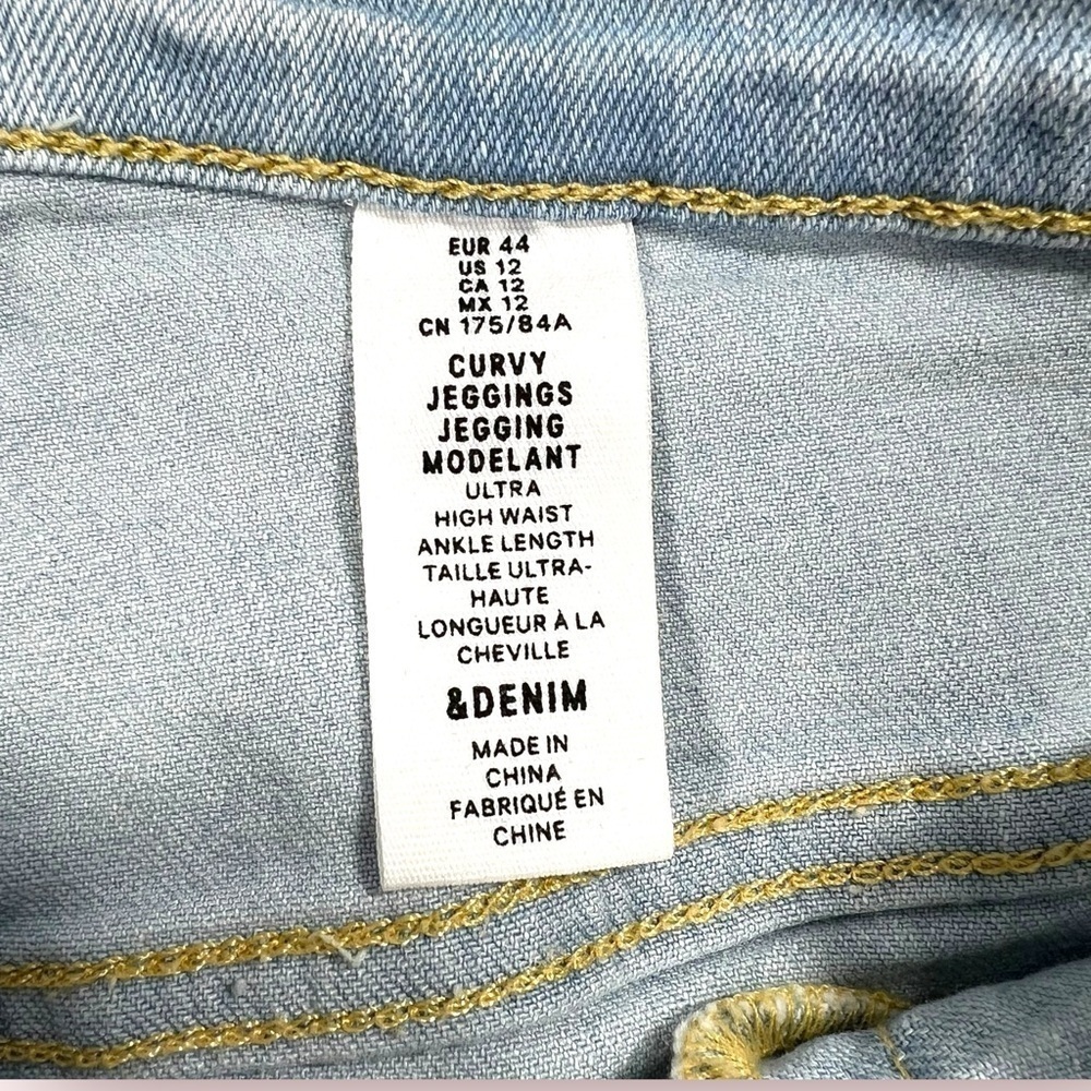 H&M Ultra High Rise Curvy Jeggings Light Blue Women's Jeans Size 12 - Picture 5 of 5